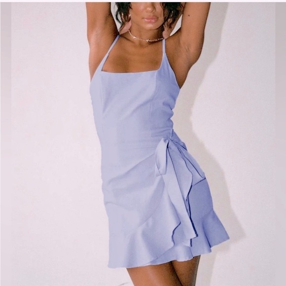 Princess Polly Linen-Like Faux Wrap Dress - Picture 1 of 10